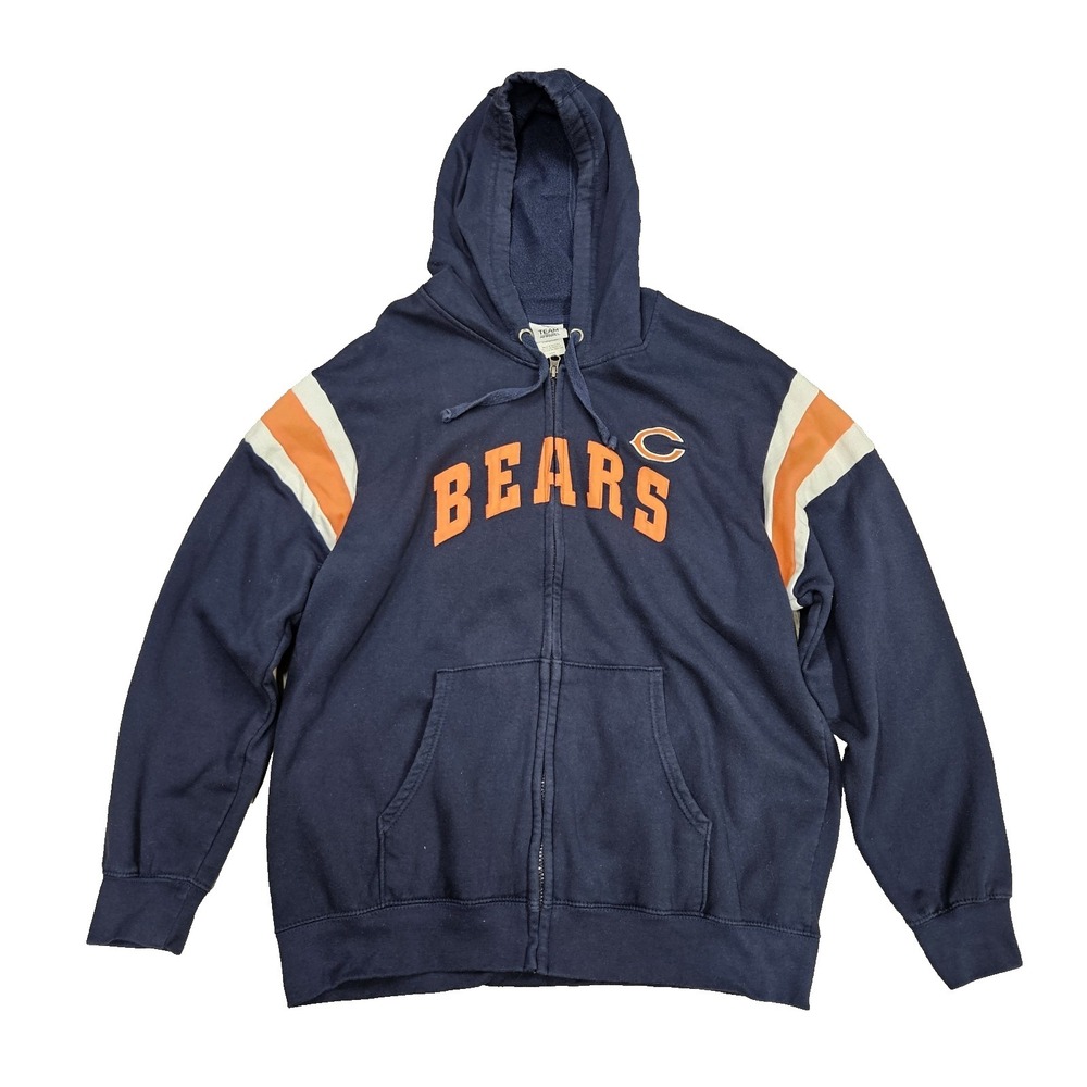 Chicago Bears Swearshirt Mens Large L Full‎ Zip Hoodie Sweatshirt Embroidered